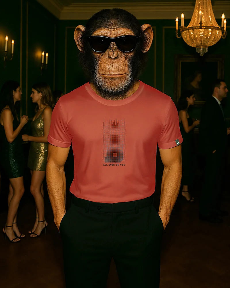 bewakoof Men's Cinnabar Red All Eyes On You Graphic Printed T-shirt